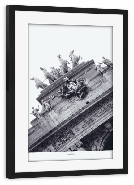 Poster mit Rahmen schwarz "Brüssel Triumphbogen" artboxONE - Städte,Schwarzweiß,Architektur