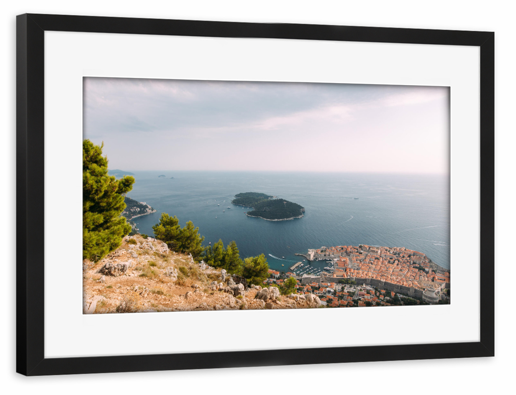 Poster mit Rahmen schwarz "Dubrovnik-Panorama" artboxONE - Städte,Natur,Reise,Buchstaben / D,Buchstaben / K