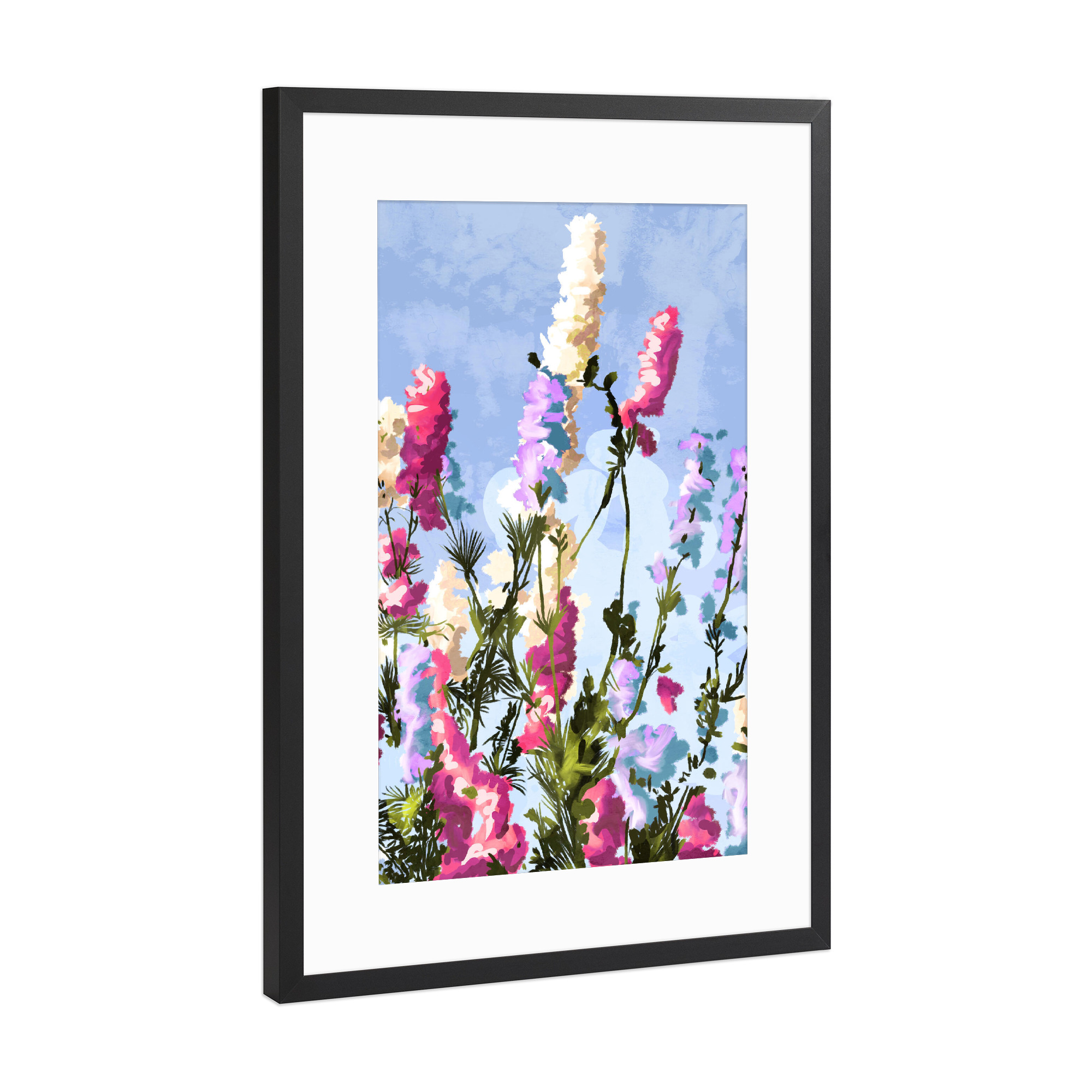 Poster mit Rahmen Schwarz (Metallic) "Positive Denkweise ist alles" artboxONE - Floral