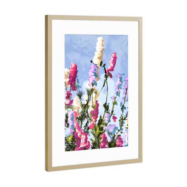 Poster mit Rahmen Gold "Positive Denkweise ist alles" artboxONE - Floral