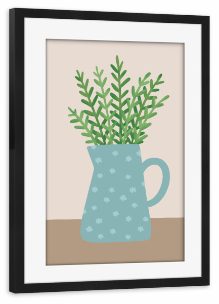 Poster mit Rahmen schwarz "Botanic home VASE Kräutergarten" artboxONE - Floral,Abstrakt,Für Mama
