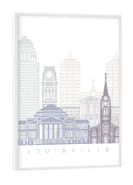 Poster mit weißem Rahmen "LOUISVILLE-SKYLINE-PASTELL" artboxONE - Städte,Architektur