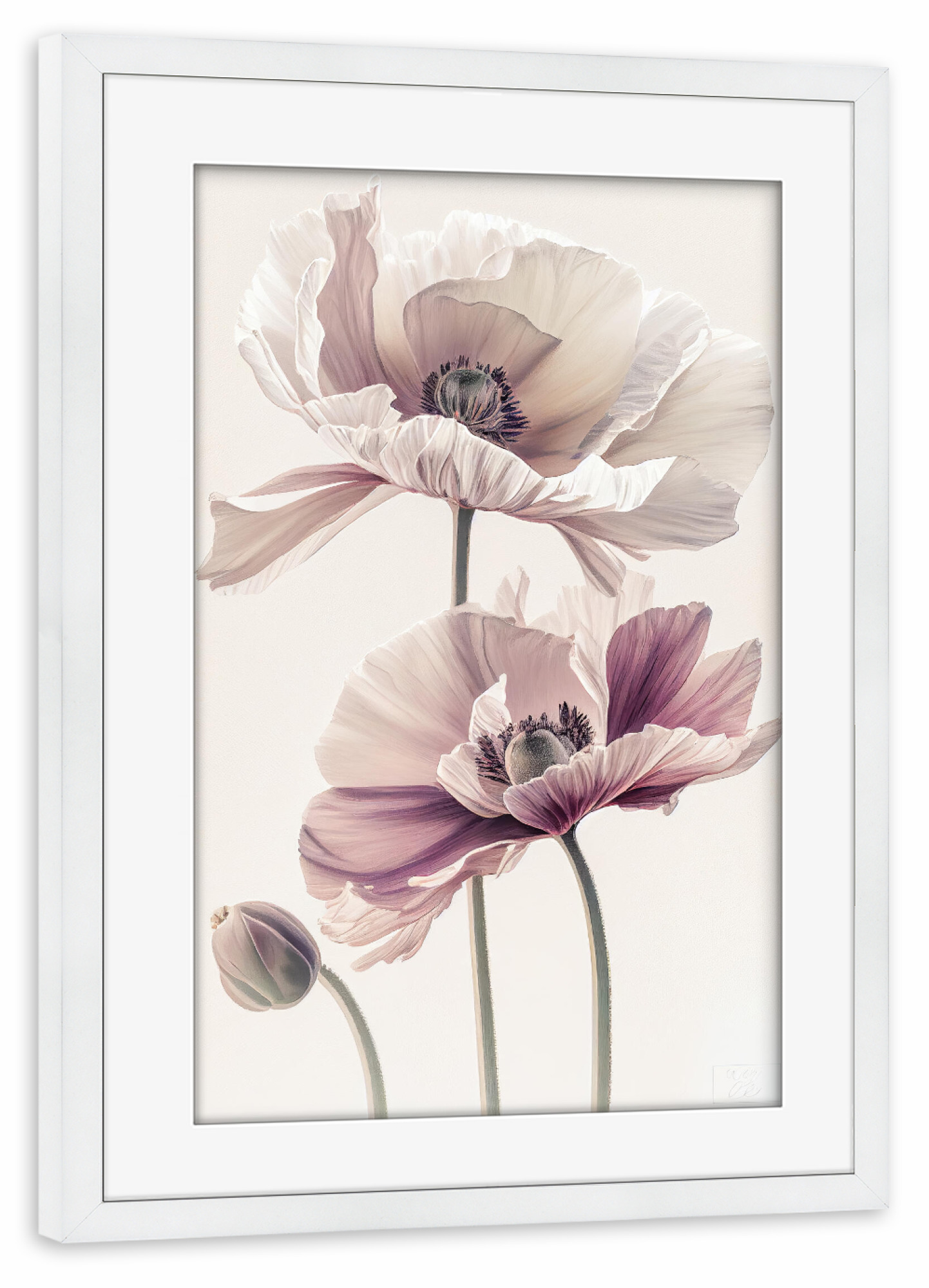 Poster mit Rahmen weiß "Malerei von Welpenblumen" artboxONE - Floral