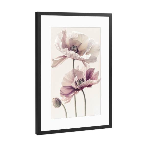 Poster mit Rahmen Schwarz (Metallic) "Malerei von Welpenblumen" artboxONE - Floral