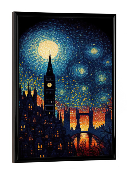 Poster mit schwarzem Rahmen "Malerei der Londoner Skyline" artboxONE - Städte / London,Abstrakt