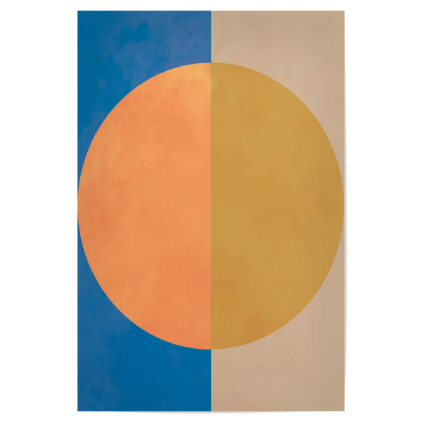 Poster "BLUE ORANGE ART SECOND" artboxONE - Abstrakt,Geometrie - Japandi,Modern,Art,Ibiza,Kunstdruck,Geschenk,Einrichtung,Abstrakt,Kunst