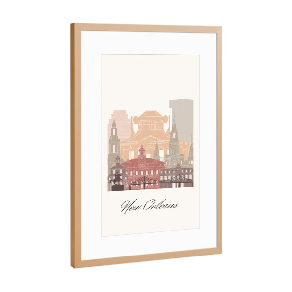 Poster mit Rahmen Kupfer "Skyline-Terrakotta von New Orleans" artboxONE - Städte,Reise,Architektur,Kartografie