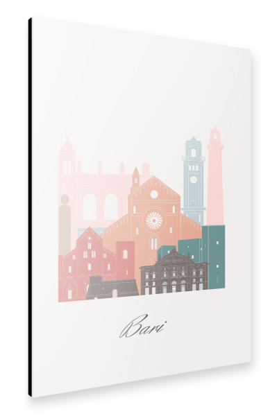 Alu-Dibond "Pastellstil der Skyline von Bari" 30x20 cm artboxONE