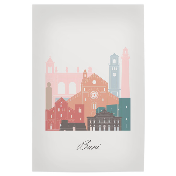 Poster 30x20 cm "Pastellstil der Skyline von Bari" artboxONE - Städte,Reise,Architektur,Kartografie