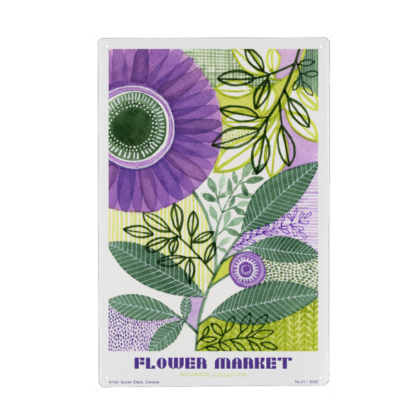 Metall Poster "Susan Black - Flower Market Lila" artboxONE - Typografie,Natur,Floral