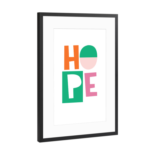 Poster mit Rahmen Schwarz (Metallic) "HOPE cut out" artboxONE - Typografie