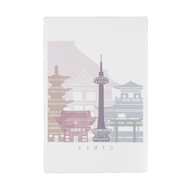 Holzbild "KYOTO-SKYLINE-PASTELL" artboxONE - Städte,Architektur