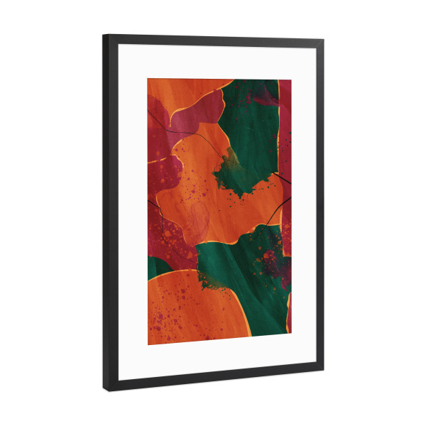 Poster mit Rahmen Schwarz (Metallic) "Abstraktes Orange" artboxONE - Abstrakt,Geometrie