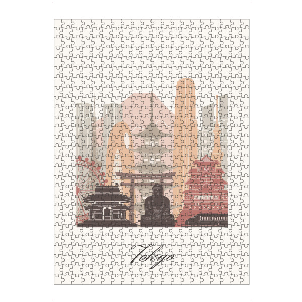 Puzzle Ravensburger "Skyline-Terrakotta-Stil von Tokio" artboxONE - Städte,Reise,Architektur,Städte / Tokio,Kartografie