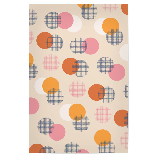 Poster 30x20 cm "Bunte Punkte Rosa" artboxONE - Abstrakt - Rosa,Bunt,Gelb,Gold,Kreis,Punkte,Tupfen,Muster,Lebendig
