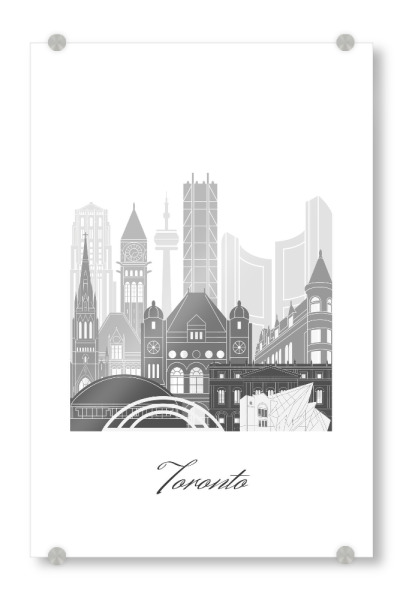 Acrylglasbild "Toronto Skyline schwarz-weiß" artboxONE - Städte,Reise,Architektur,Kartografie
