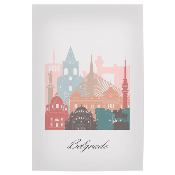 Poster "Belgrader Skyline im Pastellstil" artboxONE - Städte,Reise,Architektur,Kartografie