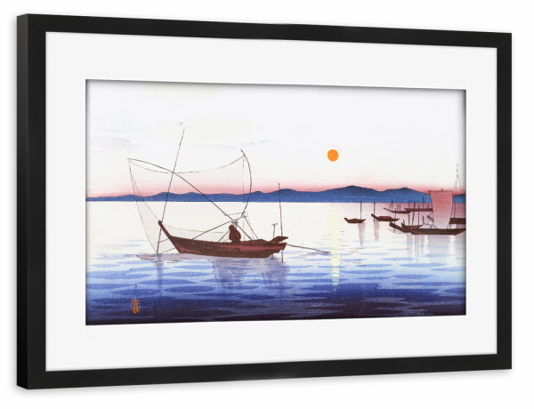 Poster mit Rahmen schwarz "Boote und untergehende Sonne" artboxONE - Natur,Reise,Reise / Asien,Für Mama,Für Papa
