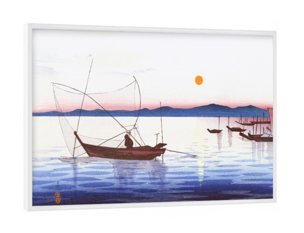 Poster mit weißem Rahmen "Boote und untergehende Sonne" artboxONE - Natur,Reise,Reise / Asien,Für Mama,Für Papa