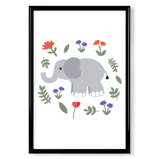 Elefant mit Blumenwiese