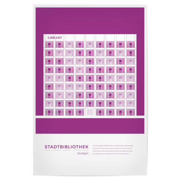 Poster 30x20 cm "Kunter - Stadtbibliothek Stuttgart" artboxONE - Städte,Architektur,Städte / Stuttgart