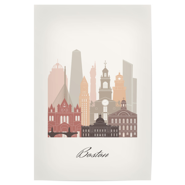 Poster "Skyline-Terrakotta-Stil von Boston" artboxONE - Städte,Reise,Architektur,Städte / Boston,Kartografie