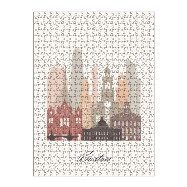 Puzzle Ravensburger "Skyline-Terrakotta-Stil von Boston" artboxONE - Städte,Reise,Architektur,Städte / Boston,Kartografie