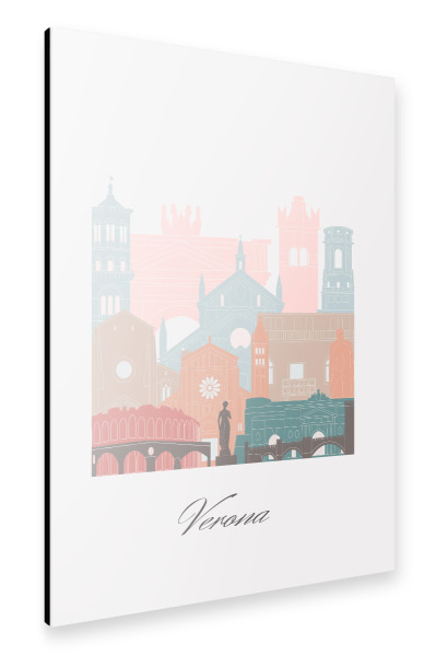 Alu-Dibond "Verona Skyline Pastellstil" 30x20 cm artboxONE