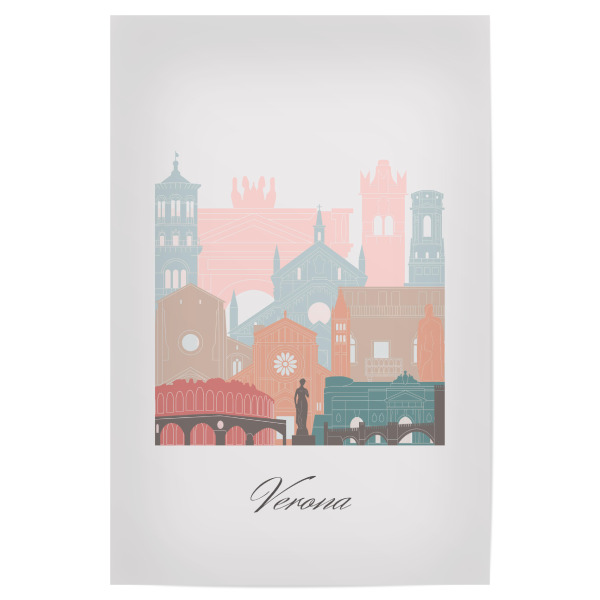 Poster 30x20 cm "Verona Skyline Pastellstil" artboxONE - Städte,Reise,Architektur,Kartografie