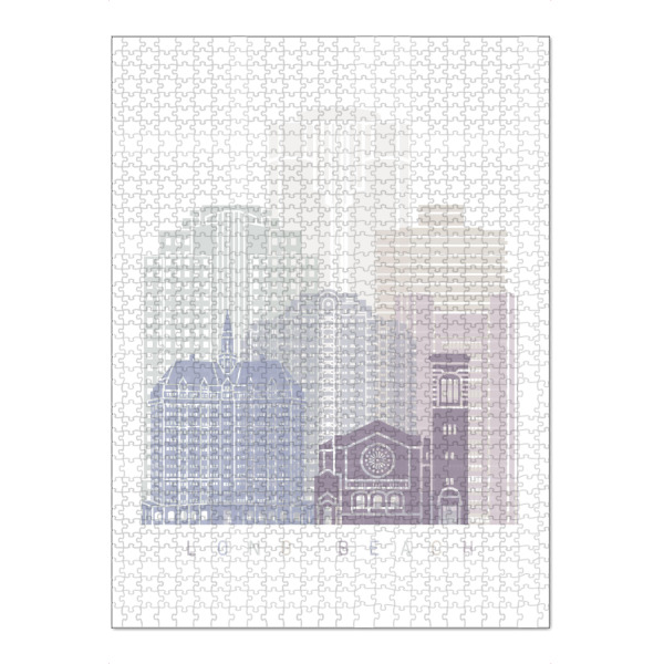 Puzzle Ravensburger "LONG BEACH-SKYLINE-PASTELL" artboxONE - Städte,Architektur