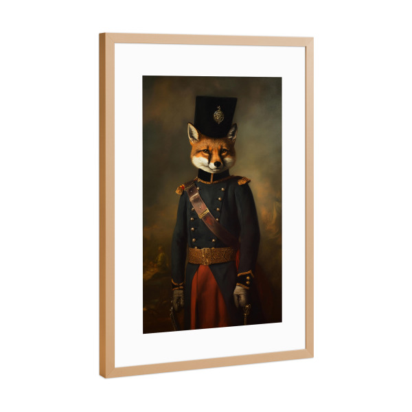 Poster mit Rahmen Kupfer "Fuchs in viktorianischer Uniform" artboxONE - Tiere