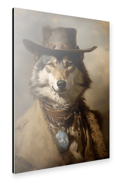 Alu-Dibond "Cowboy Wolf" 30x20 cm artboxONE