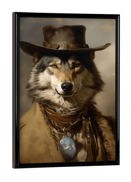 Poster mit schwarzem Rahmen "Cowboy Wolf" artboxONE - Tiere