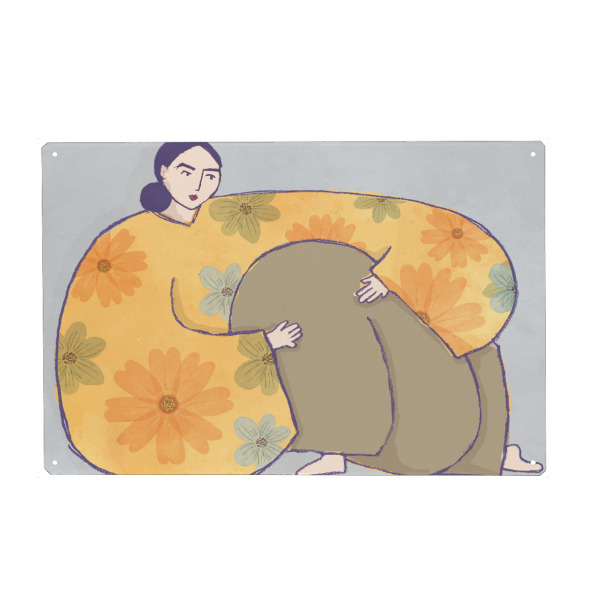 Metall Poster "Listening Sofia - handmade" artboxONE - Für Mama - Modern,Art,Kunstdruck,Geschenk,Einrichtung,Abstrakt,Kunst,Handmade,Malerei,Aquarell