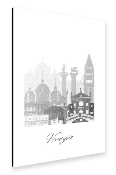 Alu-Dibond "Skyline von Venedig sw" 30x20 cm artboxONE