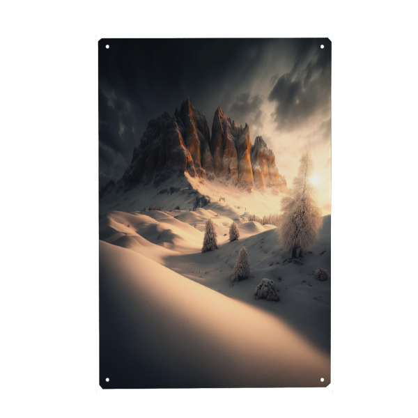 Metall Poster "Moments in Winter Mountains" artboxONE - Natur,Reise - Landscape,Winter,Mountains,Art,Landschaften,Dolomiten,Italy,Austria,Sunset