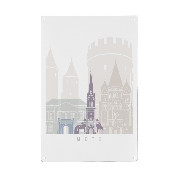 Metall Poster "METZ SKYLINE PASTELL" artboxONE - Städte,Architektur