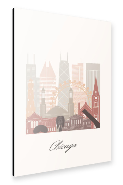 Alu-Dibond "Skyline von Chicago Terrakotta" 30x20 cm artboxONE