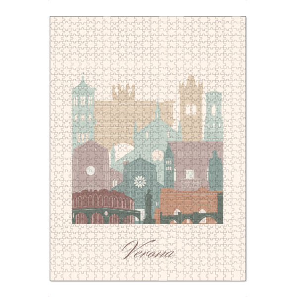 Puzzle Ravensburger "Salbeigrün - Skyline von Verona" artboxONE - Städte,Reise,Architektur,Kartografie