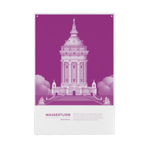 Holzbild "Kunter - Wasserturm Mannheim" artboxONE - Städte,Reise,Architektur - Architektur,Sehenswürdigkeit,Deutschland,Museum,Turm