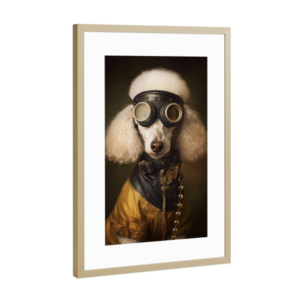 Poster mit Rahmen Gold "Luxus Steampunk Pudel" artboxONE - Tiere