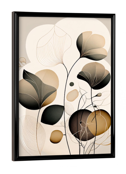 Poster mit schwarzem Rahmen "Abstrakte botanische Zeichnung" artboxONE - Floral,Abstrakt