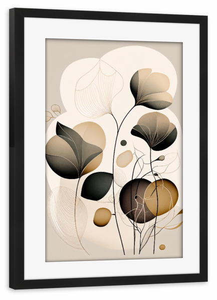 Poster mit Rahmen schwarz "Abstrakte botanische Zeichnung" artboxONE - Floral,Abstrakt