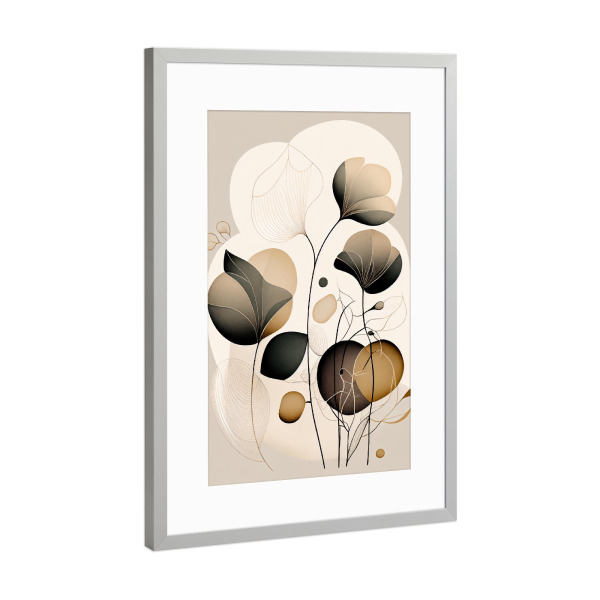 Poster mit Rahmen Silber "Abstrakte botanische Zeichnung" artboxONE - Floral,Abstrakt