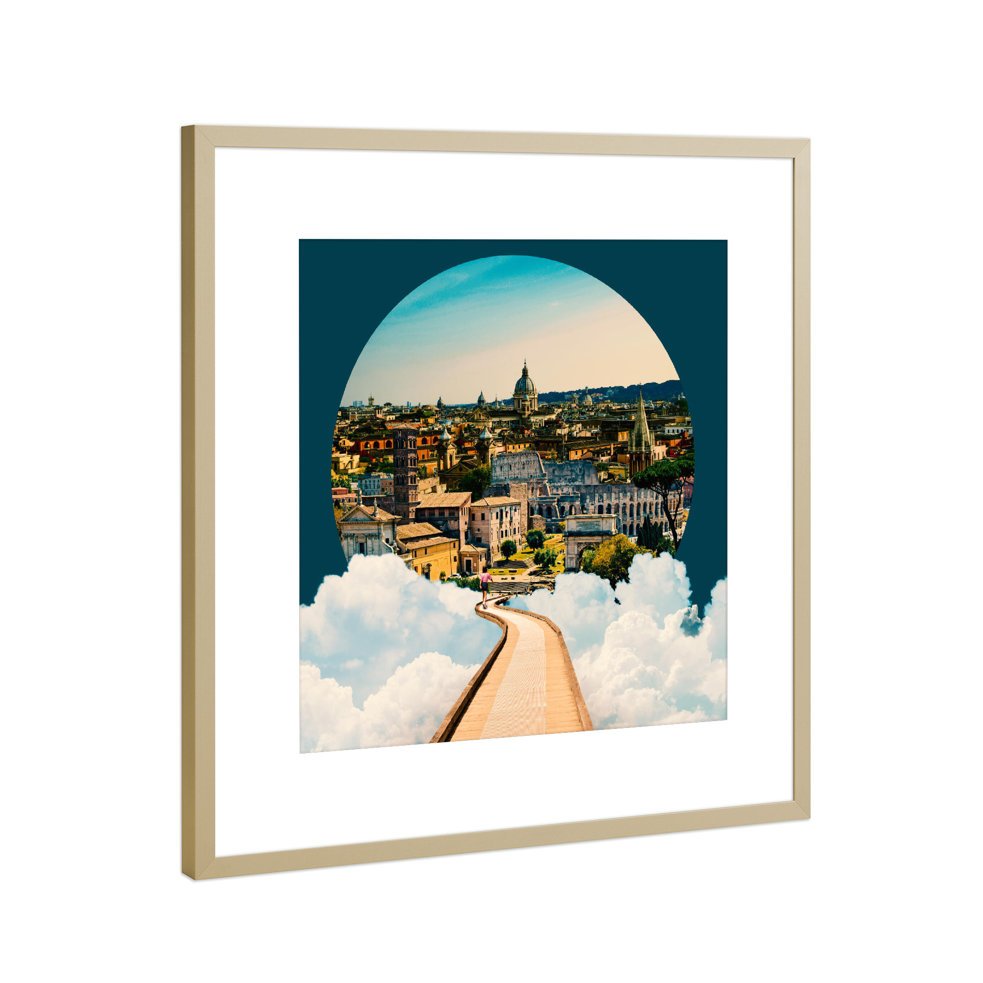 Poster mit Rahmen Gold "All roads lead to Rome" artboxONE - Abstrakt,Architektur,Städte / Rom