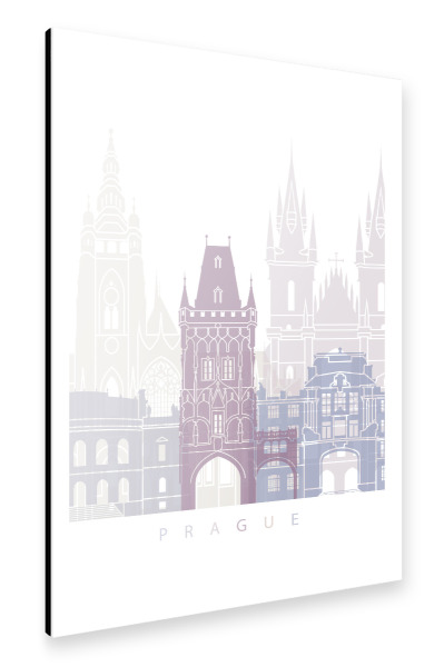Alu-Dibond "PRAG SKYLINE PASTELL" 30x20 cm artboxONE