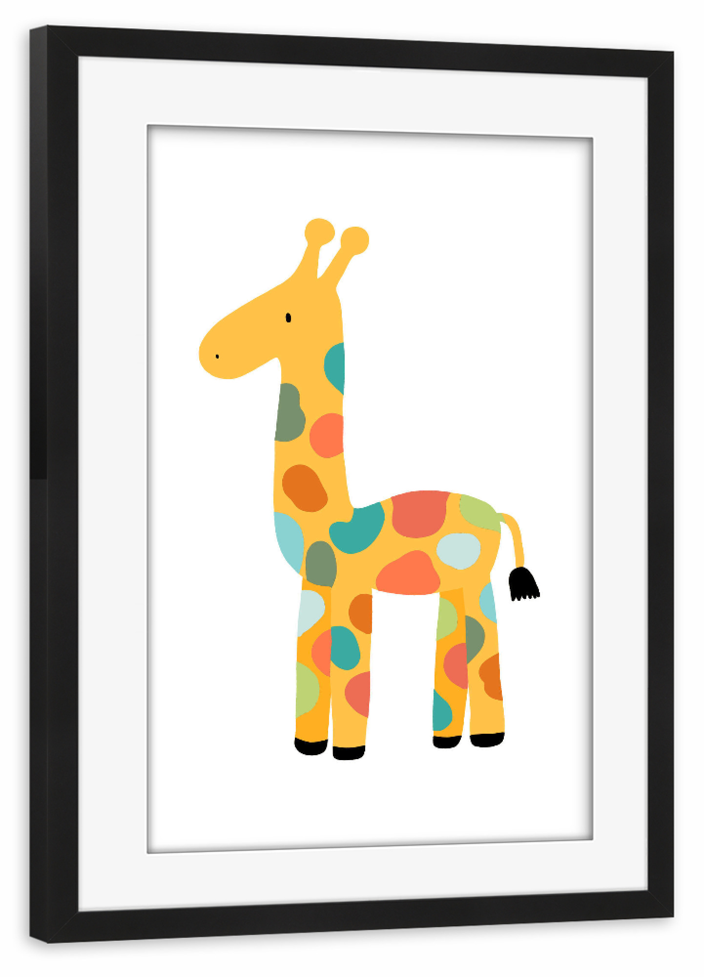 Poster mit Rahmen schwarz "Bunte Giraffe" artboxONE - Für Kinder,Tiere