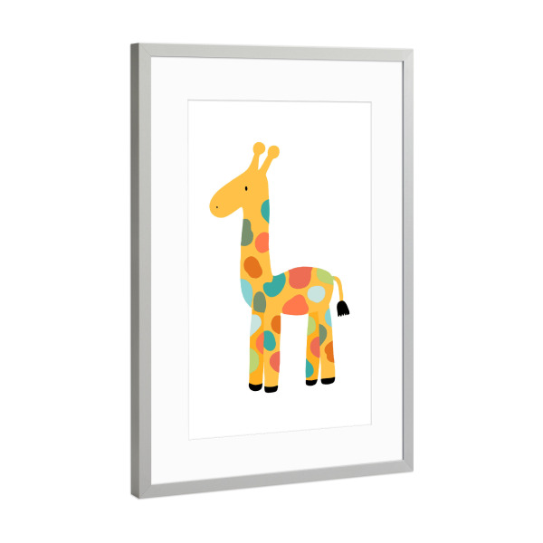 Poster mit Rahmen Silber "Bunte Giraffe" artboxONE - Für Kinder,Tiere