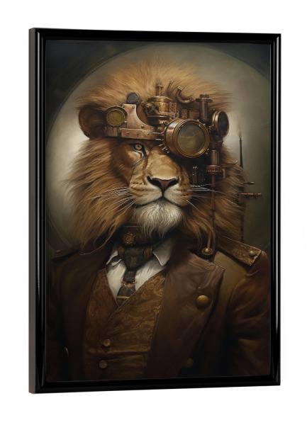 Poster mit schwarzem Rahmen "Viktorianischer Steampunk Löwe" artboxONE - Tiere