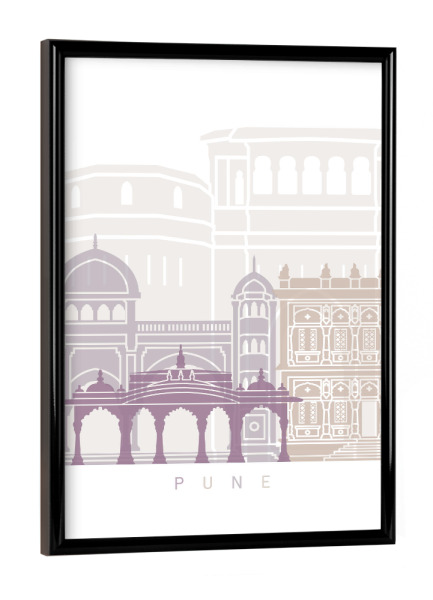 Poster mit schwarzem Rahmen "PUNE-SKYLINE-PASTELL" artboxONE - Städte,Architektur